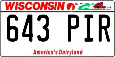 WI license plate 643PIR