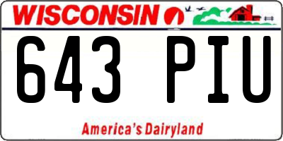 WI license plate 643PIU