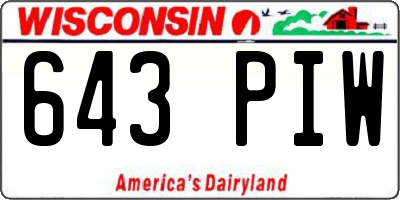 WI license plate 643PIW