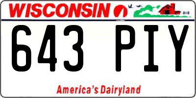 WI license plate 643PIY