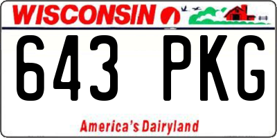 WI license plate 643PKG