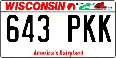 WI license plate 643PKK