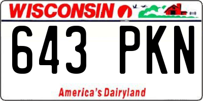 WI license plate 643PKN