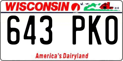 WI license plate 643PKO