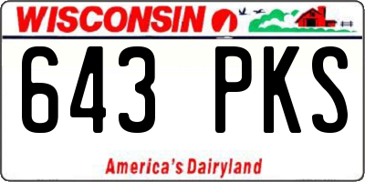 WI license plate 643PKS