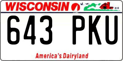 WI license plate 643PKU