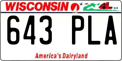 WI license plate 643PLA
