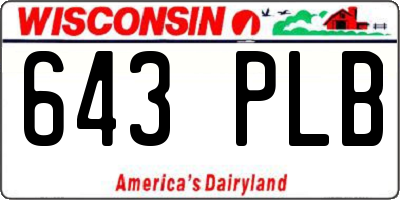 WI license plate 643PLB