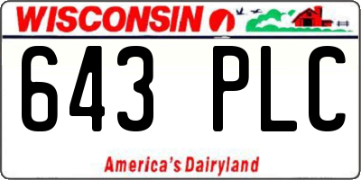 WI license plate 643PLC
