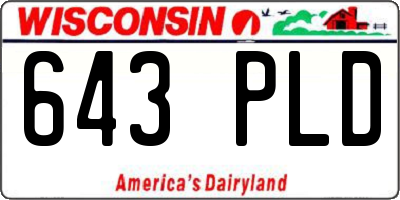 WI license plate 643PLD