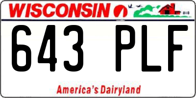 WI license plate 643PLF