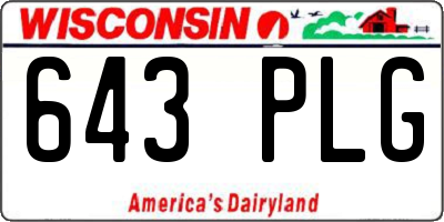 WI license plate 643PLG