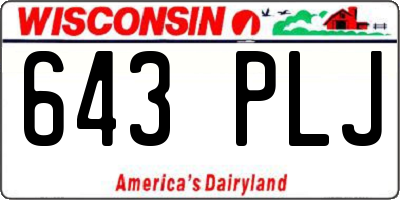 WI license plate 643PLJ
