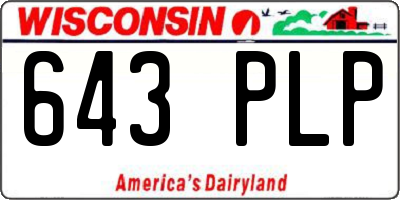 WI license plate 643PLP