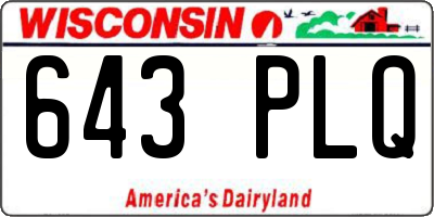 WI license plate 643PLQ