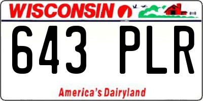 WI license plate 643PLR