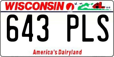 WI license plate 643PLS