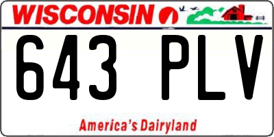 WI license plate 643PLV