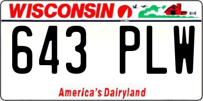 WI license plate 643PLW