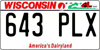 WI license plate 643PLX