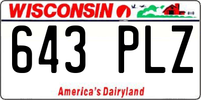 WI license plate 643PLZ
