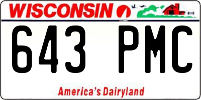WI license plate 643PMC