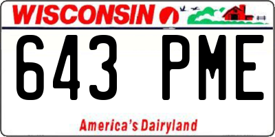 WI license plate 643PME