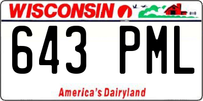 WI license plate 643PML