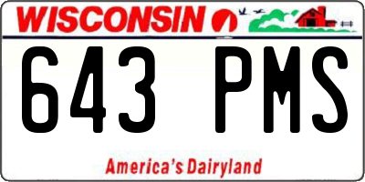 WI license plate 643PMS