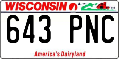 WI license plate 643PNC