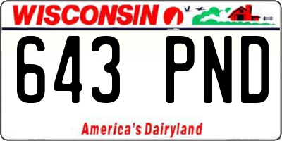 WI license plate 643PND