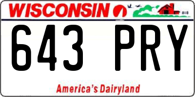 WI license plate 643PRY