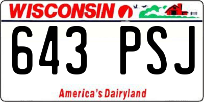 WI license plate 643PSJ