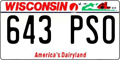 WI license plate 643PSO