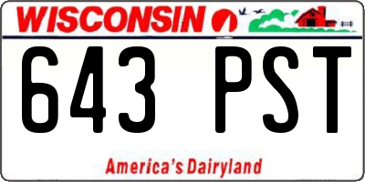 WI license plate 643PST