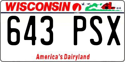 WI license plate 643PSX
