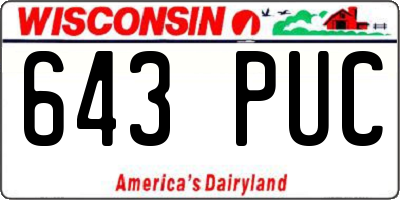 WI license plate 643PUC