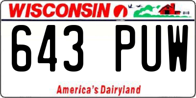 WI license plate 643PUW