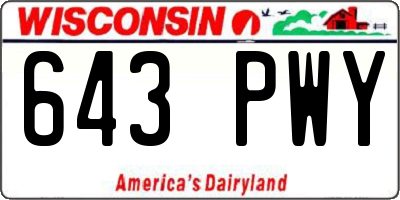 WI license plate 643PWY
