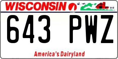 WI license plate 643PWZ