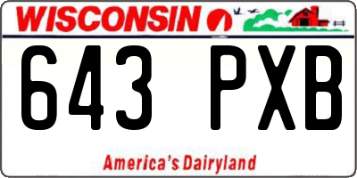 WI license plate 643PXB