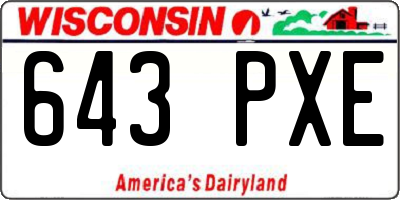 WI license plate 643PXE