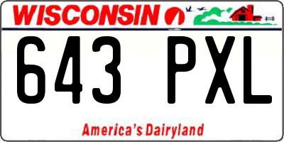 WI license plate 643PXL