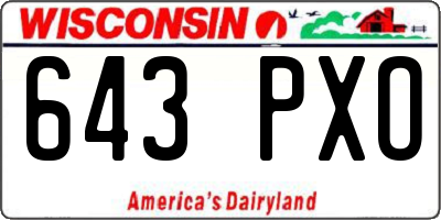 WI license plate 643PXO