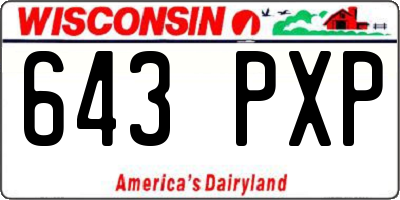 WI license plate 643PXP