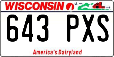 WI license plate 643PXS