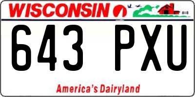 WI license plate 643PXU