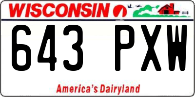 WI license plate 643PXW
