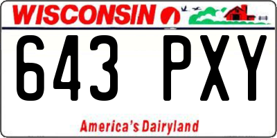 WI license plate 643PXY