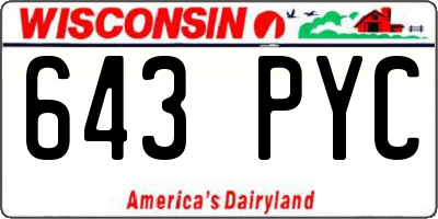 WI license plate 643PYC